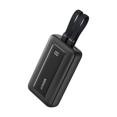  أنكر بنك طاقة Zolo بقدرة 35 واط مع كابلين USB-C مدمجين سعة 10000 مللي أمبير لون أسود 