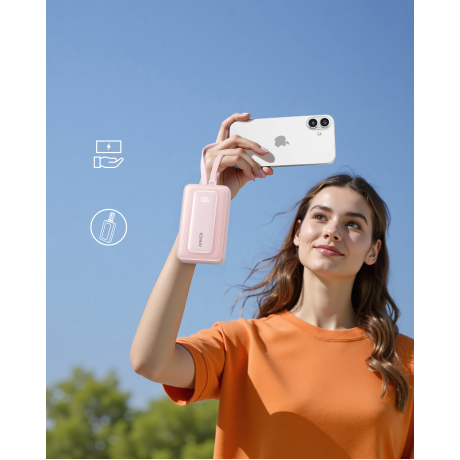  أنكر بنك طاقة Zolo بقدرة 35 واط مع كابلين USB-C مدمجين سعة 10000 مللي أمبير لون أسود 