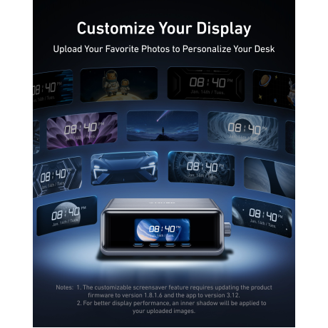  أنكر شاحن مكتبي Prime GaN بعدد 6 منافذ بقدرة 250 واط لون فضي 