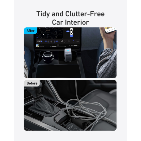  أنكر شاحن سيارة USB-C مع كابل مدمج قابل للسحب بقدرة 75 واط لون رمادي 