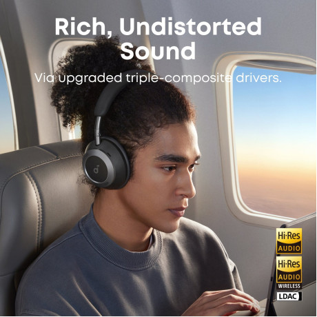  ساوندكور سماعة رأس لاسلكية Space One Pro بخاصية إلغاء الضجيج حتى 40 ساعة لون أسود 