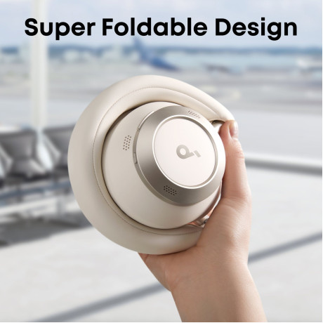  ساوندكور سماعة رأس لاسلكية Space One Pro بخاصية إلغاء الضجيج حتى 40 ساعة لون أبيض 