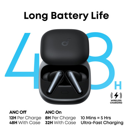  ساوندكور سماعات أذن لاسلكية Liberty 5 بخاصية إلغاء الضجيج لون أسود 