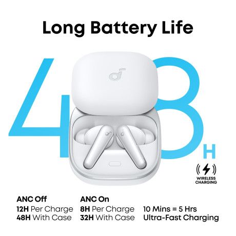  ساوندكور سماعات أذن لاسلكية Liberty 5 بخاصية إلغاء الضجيج لون أبيض 