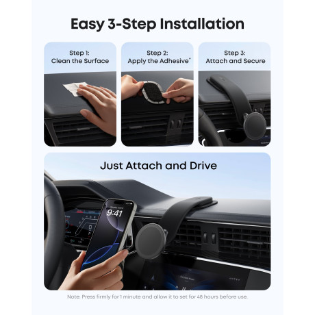  أنكر حامل مبايل للسيارة مع قاعدة معدنية لون أسود. 