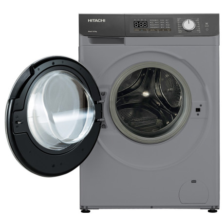  هيتاشي غسالة سعة 10 كغم، 14 برنامج، ماتور انفرتر عديم الاحتكاك موفر للكهرباء، فضي. 