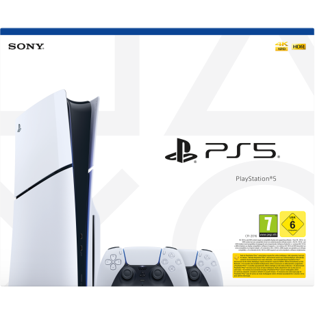  سوني بلايستيشن 5 سليم سعة 1 تيرابايت مع يدين تحكم، أبيض. 