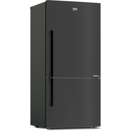  بيكو ثلاجة بفريزر سفلي سعة 554 لتر، ماتور انفرتر موفر للكهرباء، ستانلس أسود. 