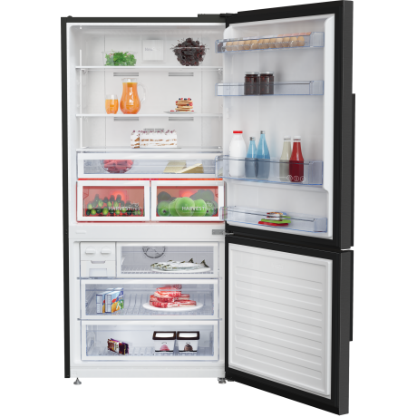  بيكو ثلاجة بفريزر سفلي سعة 554 لتر، ماتور انفرتر موفر للكهرباء، ستانلس أسود. 