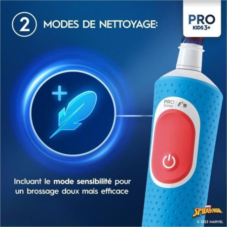  أورال-بي فرشاة أسنان كهربائية Vitality Pro Spiderman للاطفال، لون أزرق 