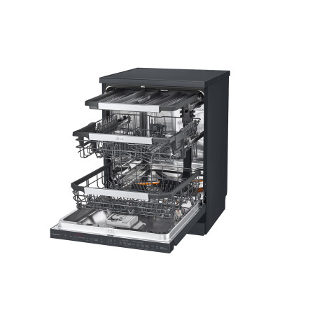  إل جي جلاية 10 برامج، سعة 14 طقم، ماتور انفرتر دفع مباشر موفر للكهرباء، 3 رفوف، أسود غير لامع. 