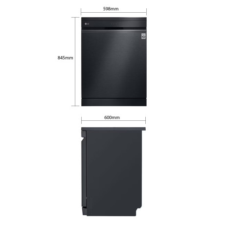  إل جي جلاية 10 برامج، سعة 14 طقم، ماتور انفرتر دفع مباشر موفر للكهرباء، 3 رفوف، أسود غير لامع. 