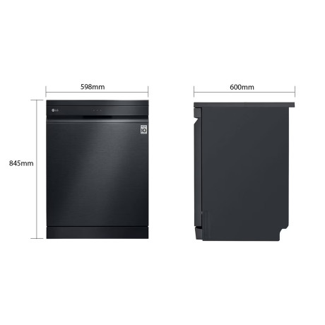  إل جي جلاية 10 برامج، سعة 14 طقم، ماتور انفرتر دفع مباشر موفر للكهرباء، 3 رفوف، أسود غير لامع. 