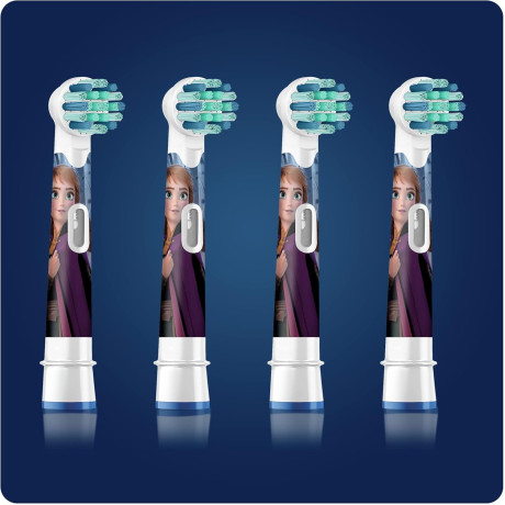  أورال-بي رؤوس فرشاة Frozen للاطفال، متوافق مع فرشاة الاسنان Vitality Pro Frozen، عبوة 4 قطع، ابيض 