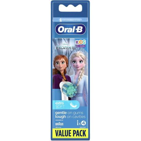  أورال-بي رؤوس فرشاة Frozen للاطفال، متوافق مع فرشاة الاسنان Vitality Pro Frozen، عبوة 4 قطع، ابيض 