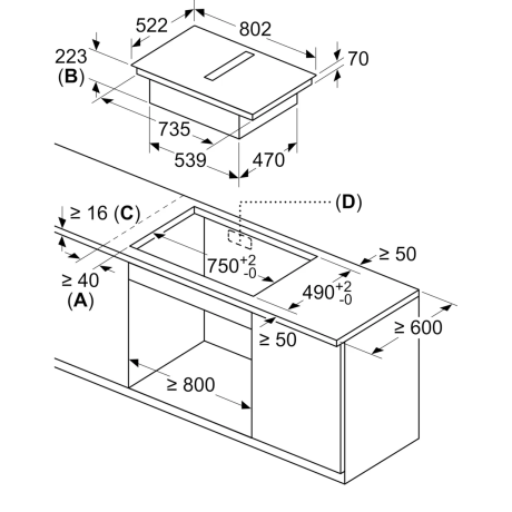  سيمنز طباخ الحث المغناطيسي مع شفاط بلت إن 80 سم زجاج أسود 