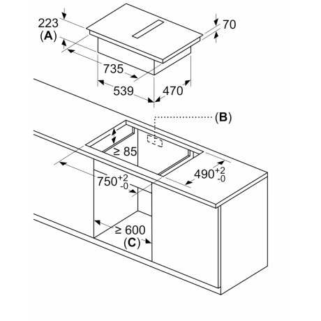  سيمنز طباخ الحث المغناطيسي مع شفاط بلت إن 80 سم زجاج أسود 