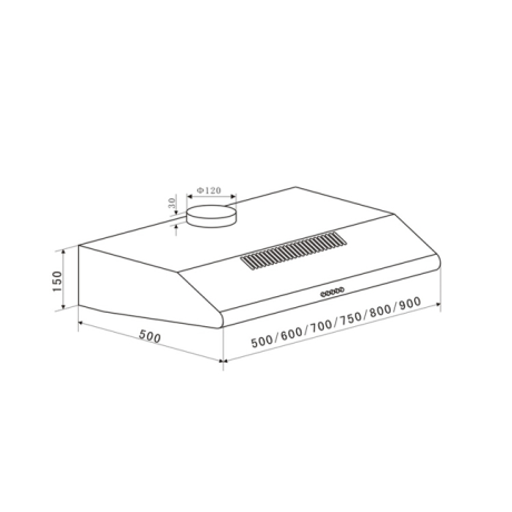  فيرغاز شفاط يعلق على الحائط 90 سم، قوة الشفط 400 م³/بالساعة، ستانلس ستيل. 