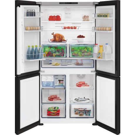  بيكو ثلاجة أربع أبواب سعة 580 لتر، ماتور انفيرتر موفر للكهرباء، زجاج أسود. 