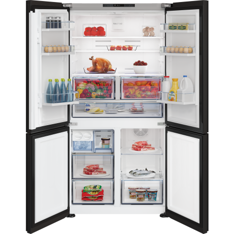  بيكو ثلاجة أربع أبواب سعة 580 لتر، ماتور انفيرتر موفر للكهرباء، زجاج أسود. 