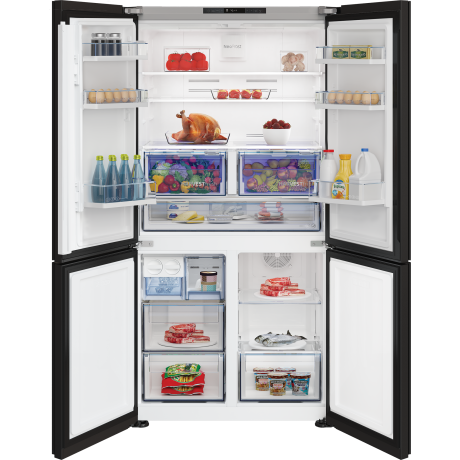  بيكو ثلاجة أربع أبواب سعة 580 لتر، ماتور انفيرتر موفر للكهرباء، زجاج أسود. 