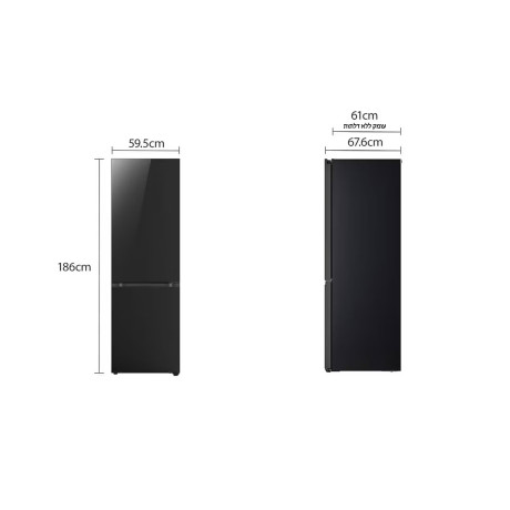  إل جي ثلاجة فريزر سفلي سعة 344 لتر، ماتور انفرتر موفر للكهرباء، أسود. 