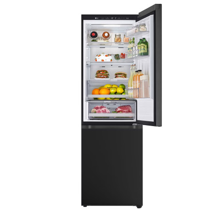  إل جي ثلاجة فريزر سفلي سعة 344 لتر، ماتور انفرتر موفر للكهرباء، أسود. 
