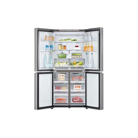  إل جي ثلاجة أربع أبواب سعة 530 لتر، ماتور انفرتر موفر للكهرباء، فضي. 