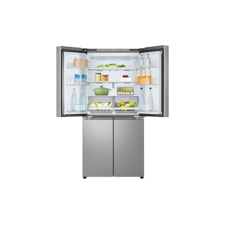  إل جي ثلاجة أربع أبواب سعة 530 لتر، ماتور انفرتر موفر للكهرباء، فضي. 