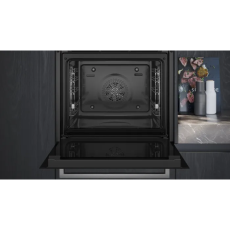  سيمنز فرن كهربائي بلت إن 60 سم زجاج أسود ستانلس ستيل 