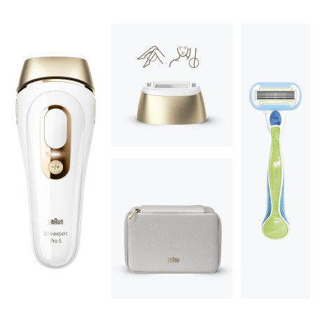  براون جهاز إزالة الشعر بتقنية IPL الذكي موديل (5052) – 400,000 ومضة، أبيض وذهبي 