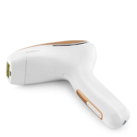  سينسيكا جهاز إزالة الشعر Sensilight Pro بتقنية IPL باستخدام الومضات، استخدام لاسلكي، أبيض/ذهبي وردي. 