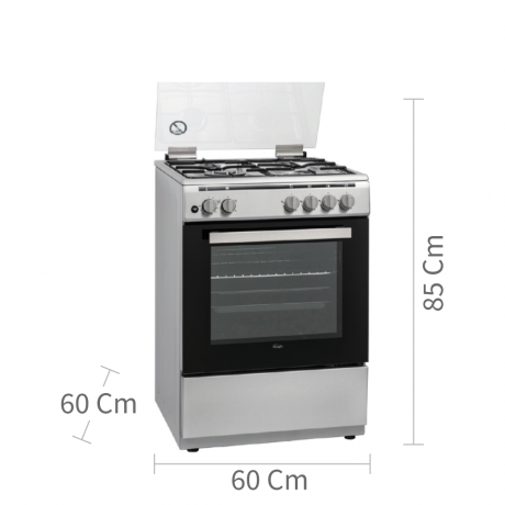  Magic Oven Free Standing 4 Burners, Size 60*60 Cm, Capacity 64 Ltr, Stainless Steel. 