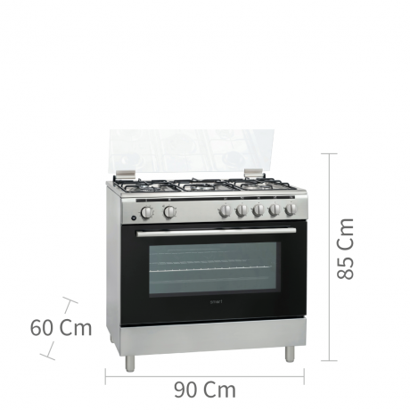  Magic Oven Free Standing 5 Burners, Size 90*60 Cm, Capacity 111 Ltr, Stainless Steel. 