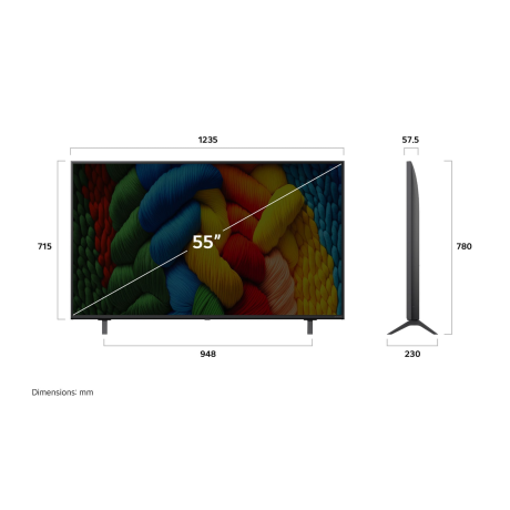  تلفزيون إل جي NanoCell فئة NANO80 حجم 55 بوصة بدقة 4K UHD ذكي بنظام تشغيل WebOS. 