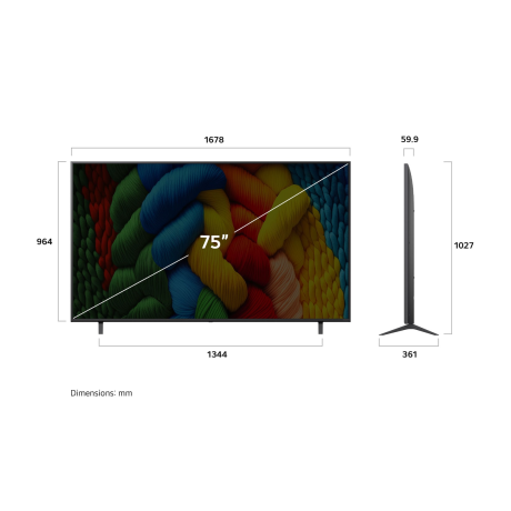  تلفزيون إل جي NanoCell فئة NANO80 حجم 75 بوصة بدقة 4K UHD ذكي بنظام تشغيل WebOS. 