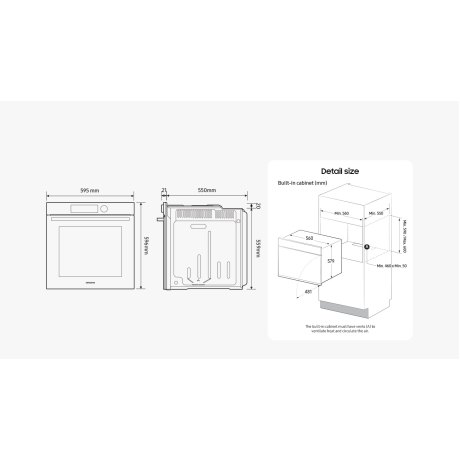  سامسونج فرن بلت إن 60 سم سعة 76 لتر، 12 برنامج، أسود 