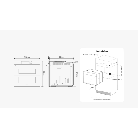  سامسونج فرن بلت إن Dual Cook سعة 76 لتر، أسود 