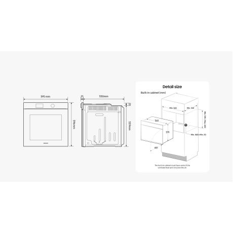  سامسونج فرن بلت إن Dual Cook سعة 76 لتر، 12 برنامج، أسود 