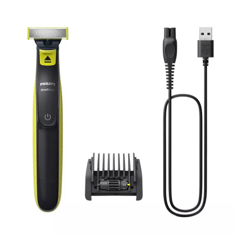  Philips Beard Trimmer Oneblade Rechargeable, 5-in-1 Adjustable Comb, Lime Green/Grey Color. 