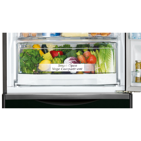  هيتاشي ثلاجة بفريزر سفلي سعة 525 لتر، ماتور انفرتر موفر للكهرباء، لون أسود 