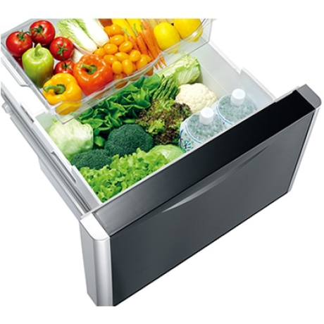  هيتاشي ثلاجة بفريزر سفلي سعة 525 لتر، ماتور انفرتر موفر للكهرباء، لون أسود 