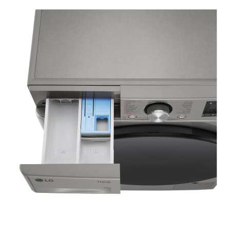  إل جي غسالة سعة 10 كغم، 14 برنامج، ماتور انفرتر دفع مباشر بالذكاء الاصطناعي، فضي. 