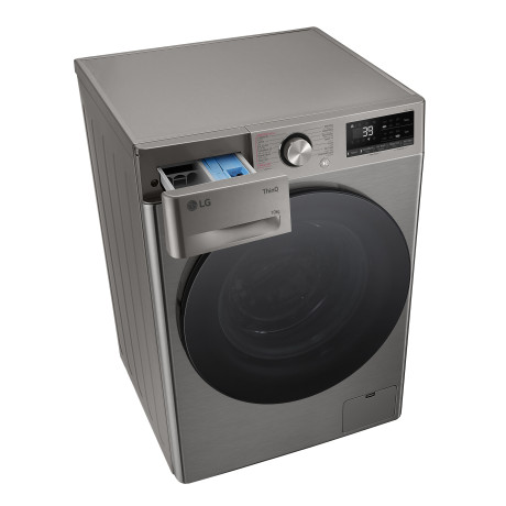  إل جي غسالة سعة 10 كغم، 14 برنامج، ماتور انفرتر دفع مباشر بالذكاء الاصطناعي، فضي. 