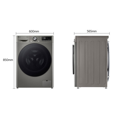  إل جي غسالة سعة 9 كغم، 14 برنامج، ماتور انفرتر دفع مباشر بالذكاء الاصطناعي، فضي. 