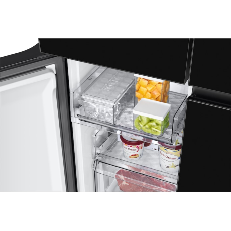  سامسونج ثلاجة أربع أبواب سعة 648 لتر، ماتور انفرتر موفر للكهرباء، أسود. 