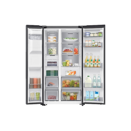  سامسونج ثلاجة بابين جانبية سعة 635 لتر، ماتور انفرتر موفر للكهرباء، لون معدني غير لامع 