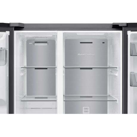  سامسونج ثلاجة بابين جانبية سعة 635 لتر، ماتور انفرتر موفر للكهرباء، لون معدني غير لامع 