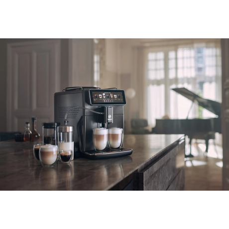  سايكو ماكينة قهوة أوتوماتيكية Xelsis Suprema، 22 مشروباً، شاشة 7.8 بوصة، معدن أسود 