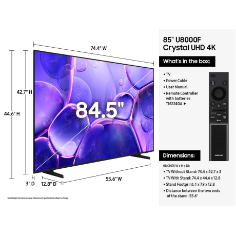  سامسونج تلفزيون UHD فئة U8000F حجم 85 بوصة 4K UHD ذكي بنظام تشغيل Tizen. 